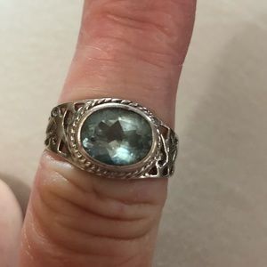 Sterling silver ring blue topaz